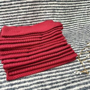 Waterford 12 pc Red Textured Square Napkins 20"x20" Vintage‎ 2023 Cotton Blend